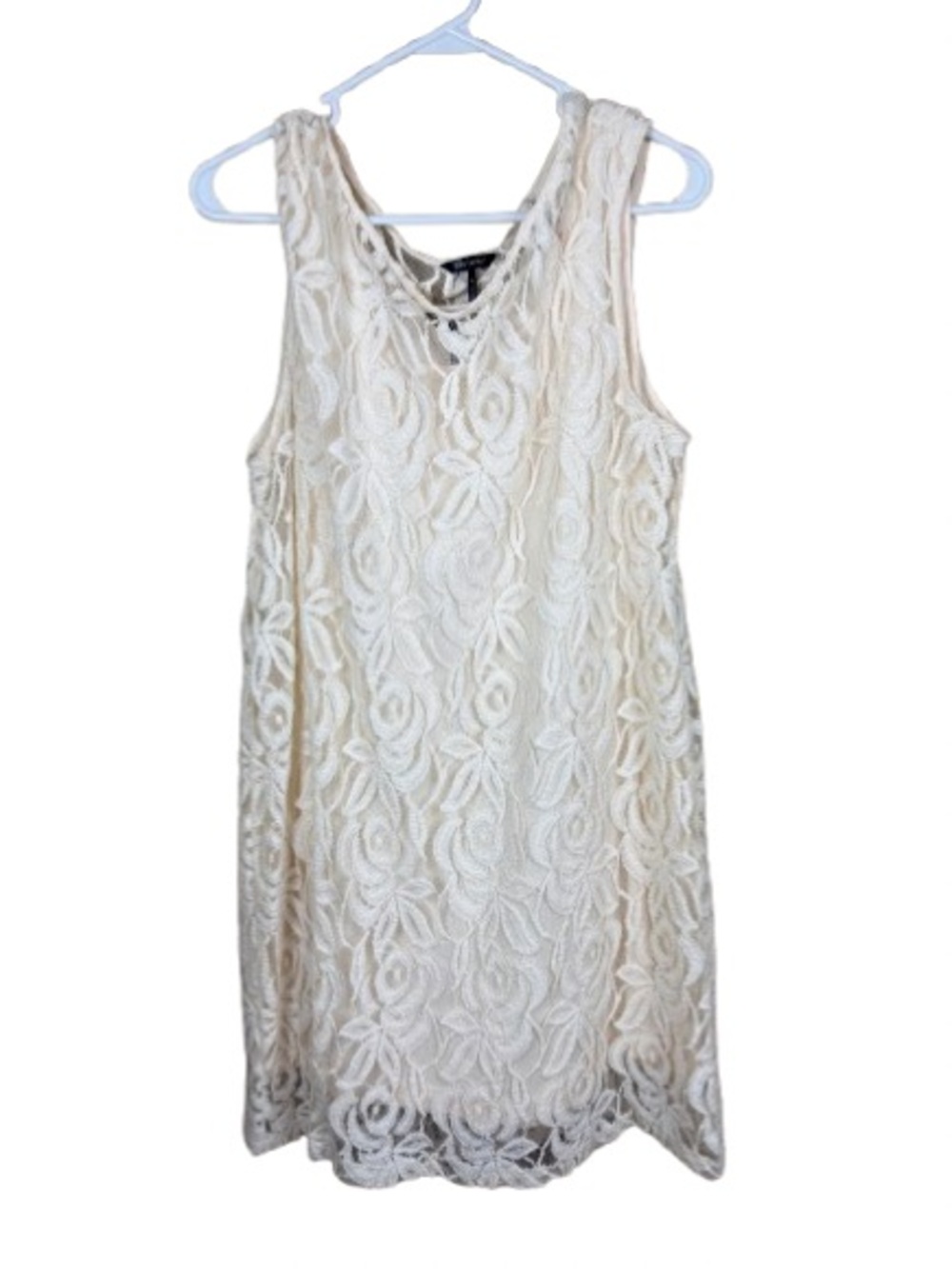 Daisy Fuentes Cream Lace Overlay lace dress